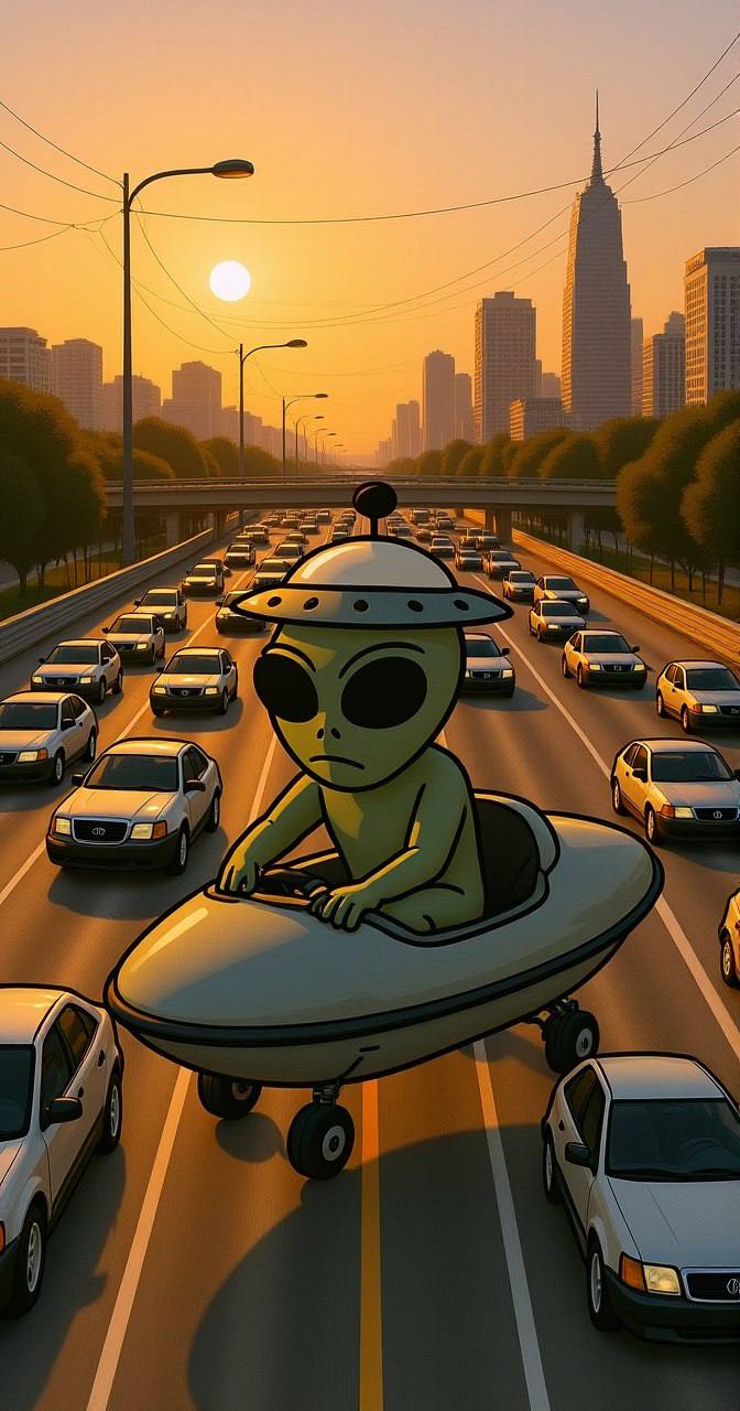 BOOTS stuck in rush hour traffic in his saucer